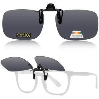 epavouos Clip-On Polarisiert Sonnenbrille UV400 Schutz Ideal für alle Outdoor-Aktivitäten (Schwarz+Schwarz, 60mm X 43mm)
