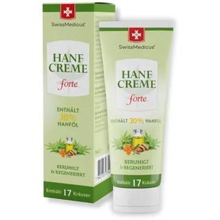 SwissMedicus Hanf-Creme forte | beruhigt & regeneriert | für eine intensive Behandlung der trockenen, empfindlichen und gereizten Stellen geeignet | 30% hochwertiges Hanföl | 75 ml