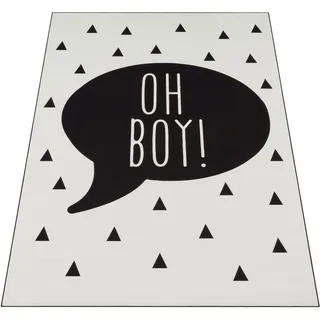 Paco Home Kinderteppich »Aleyna 114« rechteckig 6 mm Höhe Kurzflor, Kinder Design, Sprechblase mit Schriftzug, Kinderzimmer, schwarz