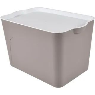 Homéa, Bo x mit Deckel, weiß, Kunststoff, 26 l, 40 x 27 x 24,5 cm, Taupe