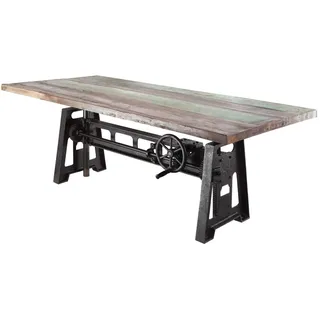 MASSIVMOEBEL24.DE Esstisch Altholz höhenverstellbar 240x100x75-105 mehrfarbig lackiert INDUSTRIAL #25