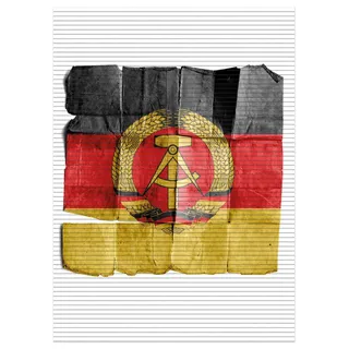 Wallario Duschmatte Antirutschmatte Badmatte Fußmatte DDR Flagge auf altem Papier - schwarz rot gold, Größe ca. 90 x 65 cm - Weiß