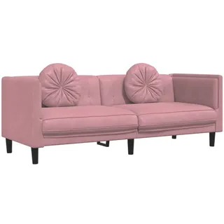vidaXL Sofa mit Kissen 3-Sitzer Rosa Samt - Rosa