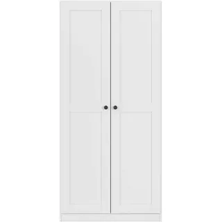 Drehtürenschrank RAUCH "Kleiderschrank Schrank Garderobe Ankleide Schlafzimmerschrank YLVA", weiß, B:90cm H:197cm T:54cm, Holzwerkstoff, Schränke, Drehtürenschrank, skandinavischer Style mit Rahmenfront und Knopfgriffen MADE IN GERMANY