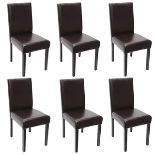 Mendler 6er-Set Esszimmerstuhl Stuhl Küchenstuhl Littau ~ Leder, braun, dunkle Beine