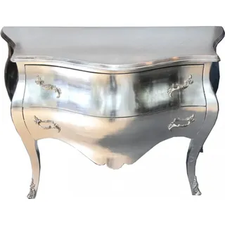 Casa Padrino Barock Kommode Silber - Handgefertigt aus Massivholz - Silber