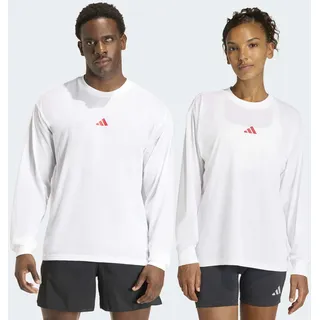Laufshirt ADIDAS PERFORMANCE "RUN HARD GRAPHIC LONGSLEEVE", Gr. XXL, weiß, Obermaterial: 65% Polyester, 35% Baumwolle, Shirts Laufshirt