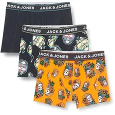 JACK&JONES Jungen JACTRIPLE Skull Trunks 3 Pack JNR Boxershorts, Navy Blazer/Pack:Persimmon Orange-Navy Blazer, 164 cm
