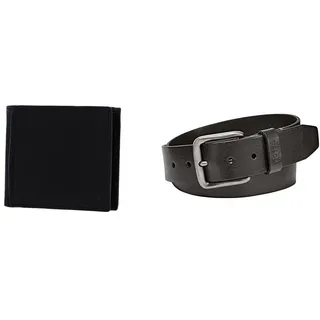 Fossil Herren Ingram Schwarzes Leder Portemonnaie und Brody Gürtel, Set