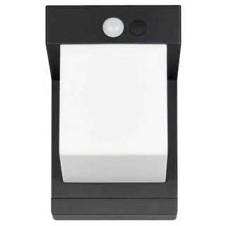 Aussenwandleuchte , Schwarz, Weiß , Kunststoff , 10x14 cm , mit Schalter, Dämmerungssensor , Lampen & Leuchten, Außenbeleuchtung, Außenleuchten