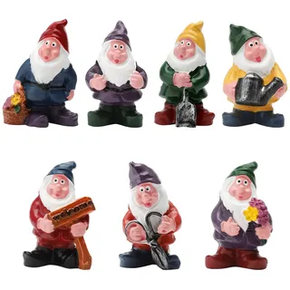 KQDRAVINE 7 Stück Miniatur Gartenzwerge,Gartenzwerg Gartenfigur Gartenzwerg Lustig Mini Zwerg Feengarten Zwerge Figuren Miniatur Gartenzwerge für Außen Lustig undFeiertagsfest Gartendekoration Zubehör