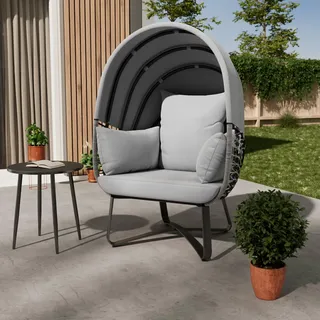 Ambia Garden Gartenmuschel , Grau , Metall, Kunststoff, Textil , Füllung: Polyester , 100x152x90 cm , Gartenmöbel, Loungemöbel, Sonneninseln