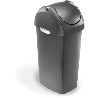 simplehuman CW1335 60 Liter, Schwingdeckel Abfalleimer, grauer Kunststoff, 5 Jahre Garantie