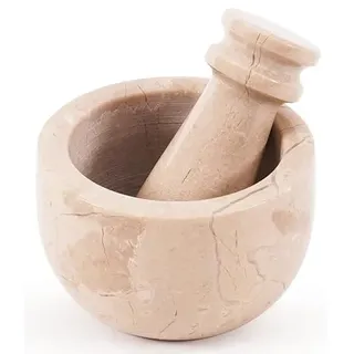 Mörser-und-Stößel-Set aus Marmor (7,6 cm) – Handgefertigte Knoblauchpresse & Kräutermühle; kleiner Steinmörser für die Küche, Gewürzmühle, Mahlschale aus natürlichem Marmor (Verona)