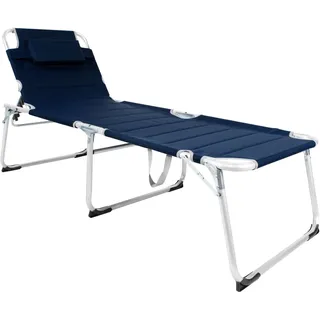 XXL Sonnenliege Dreibeinliege Gartenliege Dunkelblau gepolstert - Blau, Dunkelblau