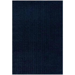 Carpet City Teppich »Friseé-Teppich FANCY805« rechteckig 12 mm Höhe Läufer, Kurzflor, Einfarbig, 3D-Optik, Zickzack Look, Wohnzimmer, blau