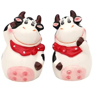 Dekohelden24 2er Set Keramik Salz- und Pfefferstreuer - Kuh -, ca. 9,5 x 4,5 x 7,3 cm.