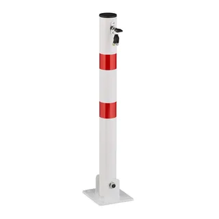 Relaxdays Absperrpfosten klappbar H: 65 cm Weiß/Rot