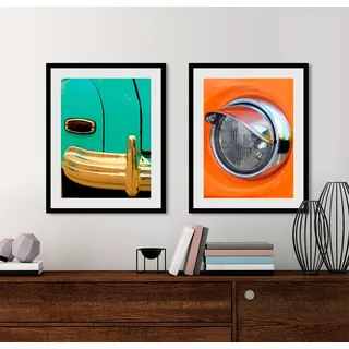 Queence »Oldtimer« Auto 1 Stk. tlg. HD Premium Poster-Druck inkl. Holzrahmen,