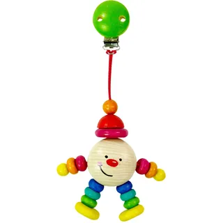 hess since 1990 Hess Holzspielzeug 12811 - Anhänger aus Holz, Serie Michel, für Babys ab 3 Monaten, handgefertigt, mit Sicherheitsclip, ca. 8,5 x 3 x 19 cm groß