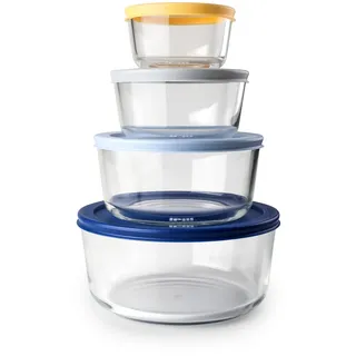 Ibili - Set de 4 runde Eco Tapers - Borosilikat mit Deckel de Kunststoff - Transparent