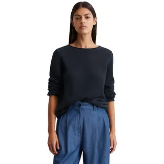 Marc O'Polo Damen Strickpullover aus Bio-Baumwolle mit Rundhalsausschnitt, Blau (Deep Blue Sea), XS
