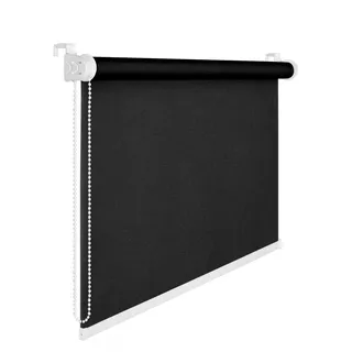 Fensterrollo 120 cm Breite 175 cm lang schwarz Verdunklung 50 % Sichtschutzrollo inkl. Seilzug Fenst - Schwarz