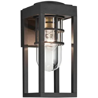 Wandleuchte Außen Laterne H: 33 cm IP44 Schwarz E27 Eckig Rustikal Lampe Hof