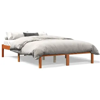 vidaXL Massivholzbett ohne Matratze Wachsbraun 120x200 cm Kiefernholz - Braun