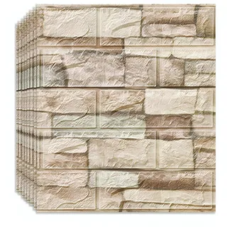 12 Stücke 3d Selbstklebende Wandpaneele - 35x38.5cm, Selbstklebend Tapete Steinoptik, Vintage Backstein Stein Tapeten Dekorative für Wohnzimmer,Schlafzimmer,Küche,Wandverkleidung (Retro-Milchweiß)