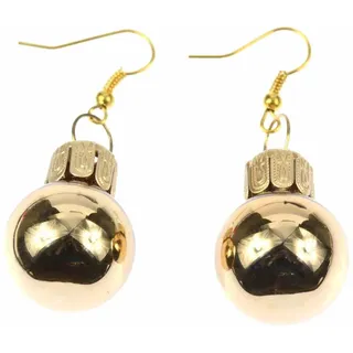 Miniblings Weihnachtsbaumkugeln Weihnachtsbaumkugel Ohrringe Miniblings Christbaumkugel Baumkugeln - Handmade Modeschmuck I Weihnachten Xmas gold golden - Ohrhänger Ohrschmuck vergoldet