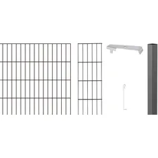 Alberts 664480 Zaungabionen Cluster | verschiedene Längen und Höhen | zum Einbetonieren | anthrazit | Mattenbreite 200 cm | Höhe 80 cm | Länge 4 m