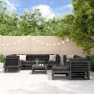 vidaXL 10-tlg. Garten-Lounge-Set mit Kissen grau