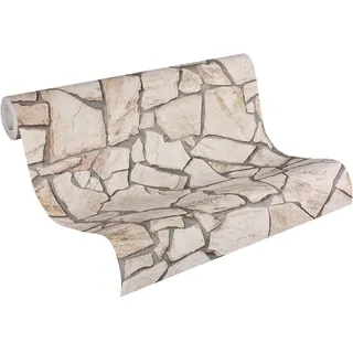 A.S. Création A.S. Creation 927323 Mustertapete in Natursteinoptik Wood n Stone, beige, braun, grau