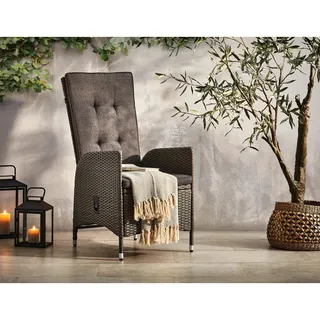 Ambia Garden Gartensessel , Grau, Dunkelgrau , Metall, Kunststoff, Textil , rund , 55x108x71 cm , Gartenmöbel, Gartensessel, Gartenstühle