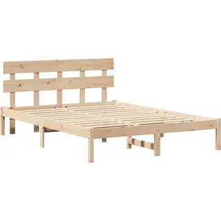 vidaXL Bettgestell mit Kopfteil Braun 140 x 200 cm Massivholz Kiefer - Braun