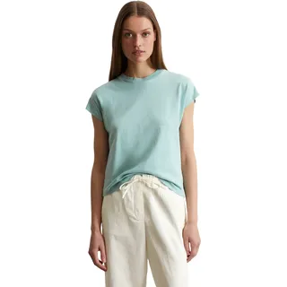 Marc O'Polo Damen, T-Shirt aus Bio-Baumwolle Basic, Blau pure teal, L
