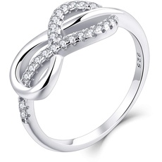 Starchenie Unendlichkeit Ringe 925 Sterling Silber Zirkonia Infinity Verlobungsring Ringe für Freundin(Größe62)