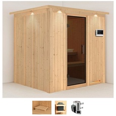 Bild Sauna »Dima«, (Set), 3,6-kW-Plug & Play Ofen mit externer Steuerung beige