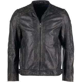 Lederjacke MUSTANG "Lederjacke 31025019", Herren, Gr. 7XL, schwarz (vintage schwarz), Obermaterial: 100% Büffelleder BL. Futter: 100% Baumwolle CO., Jacken Lederjacke