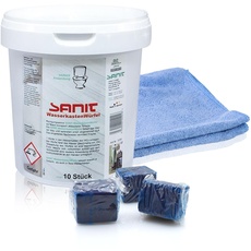 Sanit Wasserkastenwürfel - 10 Stück, 40 Wochen Frische im Badezimmer - inklusive Microfasertuch by kör4u - Made in Germany