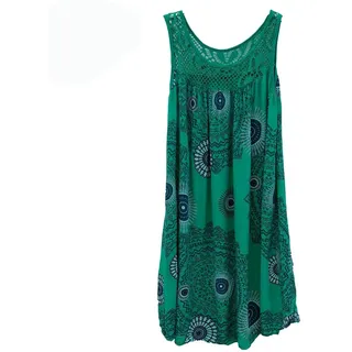YYDPYZBD Damenkleider Damenbekleidung, Ärmelloses Camisole-Kleid, Spitzendruck, Ärmellos, Großes Swing-Kleid, Langer Rock, Übergröße-grün-3xl
