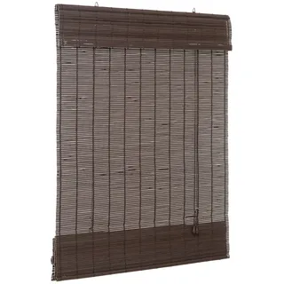 Ventanara® Raffrollo Bambus Bambusraffrollo Rollo inkl Montaematerial (Dunkelbraun, 150 x 220 cm)