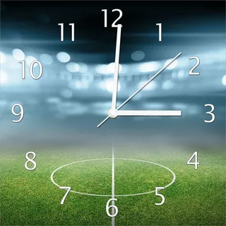 Wallario Design Wanduhr Fußball Stadion Mittellinie II aus Echtglas, Größe 30 x 30 cm - Schwarz