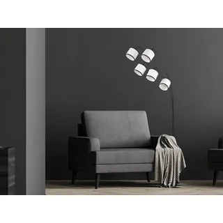 LED Bogenleuchte mit Lampenschirme Stoff Stehlampe Wohnzimmer Ecke mehrflammig - Schwarz, Weiß