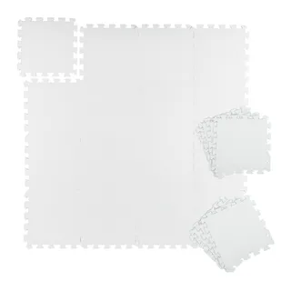 Relaxdays Bodenschutzmatte, 30x30cm, 24er Set, Unterlegmatte, Fitness & Sportgeräte, 2,16 m2, Lärm- & Trittschutz, weiß