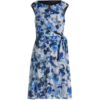 Cocktailkleid VERA MONT "Cocktailkleid mit Bindegürtel", Damen, Gr. 38, EURO, blau (dunkelblau, blau), 100% Polyester PES., Kleider Cocktailkleid