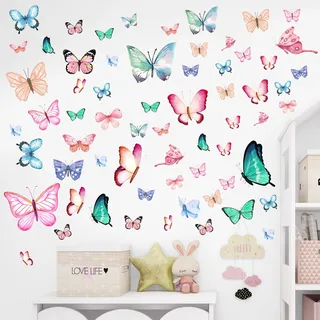 WJUAN 3x Schmetterling Wandtattoo Nachtlicht Rosa | Selbstklebende Wandsticker für Kinderzimmer, Mädchenzimmer, Wohnzimmer, Bad & Schlafzimmer (30x20 cm)