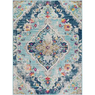 livabliss Teppich »ADEN« rechteckig 10 mm Höhe Vintage Orientteppich, Kurzflor Boho Wohnzimmerteppich, Läufer, blau
