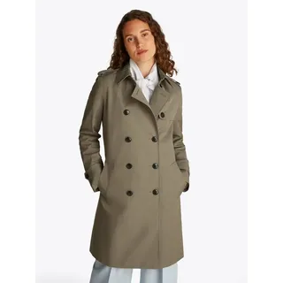 Tommy Hilfiger Damen Trenchcoat Cotton Slim Fit Kurz, Braun (Tundra Brown), 32